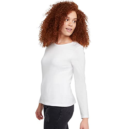Hanes Womens Originals Long Sleeve Cotton T-Shirt, Lightweight Crewneck Tee, Modern Fit