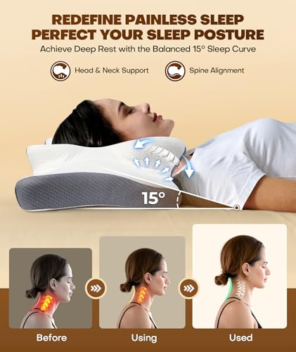 Cozyplayer True Cooling Cervical Neck Pillow for Pain Relief, Ergonomic Side Sleeper Pillow for Neck Support, Odorless Ort...