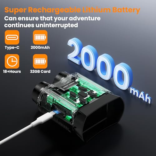NKBZEB Night Vision Goggles - 5W Upgraded 4K HD IR Binoculars - 8X Digital Zoom, Rechargeable Binoculars with Camera Built...