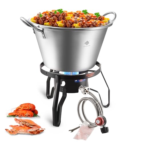 ARC 41QT Outdoor Wok and Propane Stove Outdoor Cooker Set, 21" Heavy Duty Mexican Cazo Para Carnitas, Great for Carnitas B...