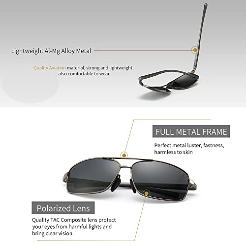 SUNGAIT Ultra Lightweight Rectangular Polarized Sunglasses UV400 Protection