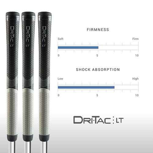 WINN DRI-TAC LT STANDARD Golf Grip - Non-Slip Comfort, Moisture-Wicking, Shock Absorption, AVS Technology, Hand Alignment & Arthritis Relief, Better Control with Lighter Grip Pressure, Ideal for Hand Injuries, Less Tapered Profile for Easier Gripping