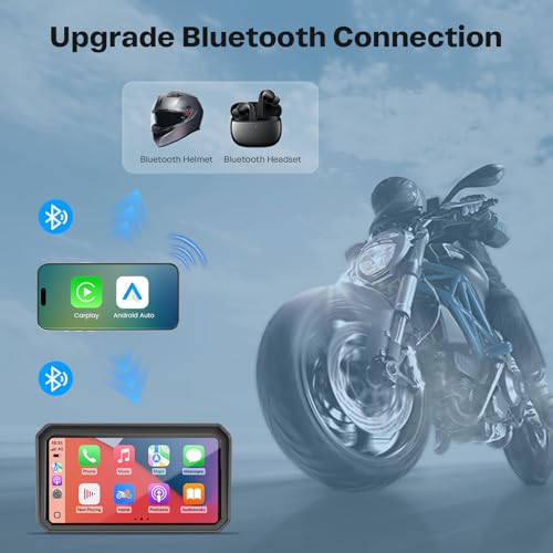 WonVon 6.25 Inch Wireless Motorcycle Carplay GPS Navigation System with Apple Carplay and Android Auto Portable Screen wit...