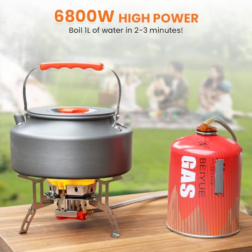 Portable Propane Camping Stove for Outdoor - GEEKHOM 6800W Windproof Gas Stove with Piezo Ignition; 2-Fuel Butane Propane ...