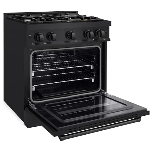 ZLINE 30 in. 4.2 cu. ft. Classic Gas Range with 4 Burner Cooktop and Convection Gas Oven in Black Stainless Steel (CGRB-30)