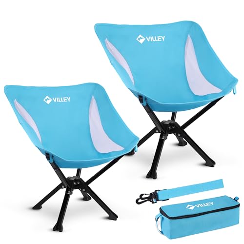 VILLEY Portable Folding Chair Lightweight Camping Chair No Assembly Needed, Quick Setup for Beach, Hiking, Supports 330 LB...