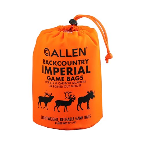Allen Company Backcountry Quarter Bag - Reusable, Heavy-Duty, Drawstring Hunting Meat Bags - Durable Big Game Bags for Elk, Caribou, Deer - 4-Pack - 40"L x 25"W - White