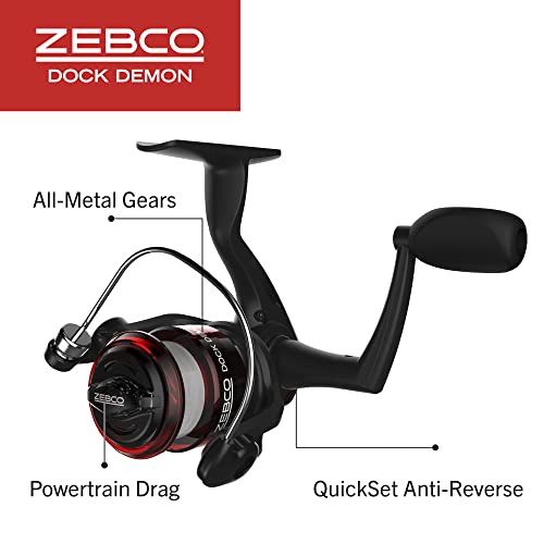 Zebco Dock Demon Spinning Reel or Spincast Reel and Fishing Rod Combo, 30-Inch Durable Fiberglass Rod, QuickSet Anti-Rever...