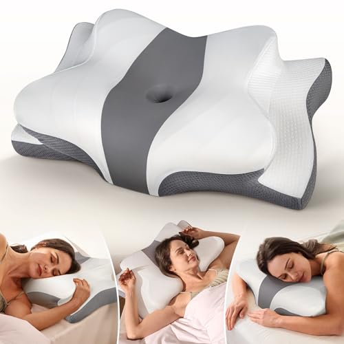 Cozyplayer True Cooling Cervical Neck Pillow for Pain Relief, Ergonomic Side Sleeper Pillow for Neck Support, Odorless Ort...