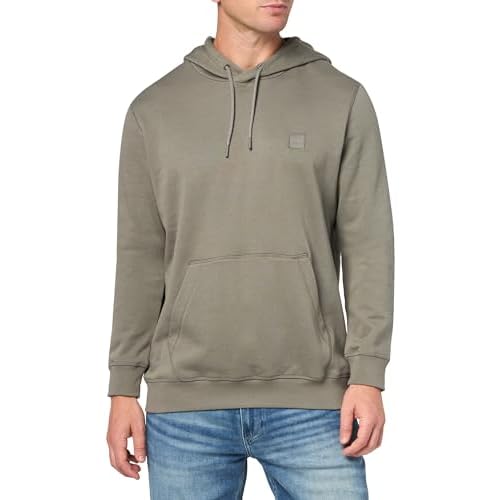 BOSS Men's Patch Logo French Terry Pullover Hooded Cotton Sweatshirt