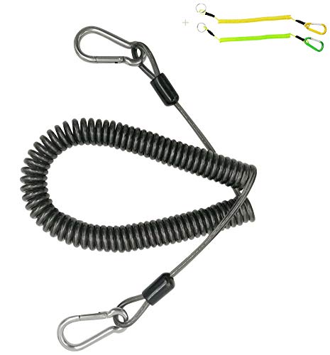 Fishing Rod Lanyard for Trolling: 10ft-150LB Saltwater Rod Reel Safety Tether - Retractable Fishing Tool Coil Lanyard for ...