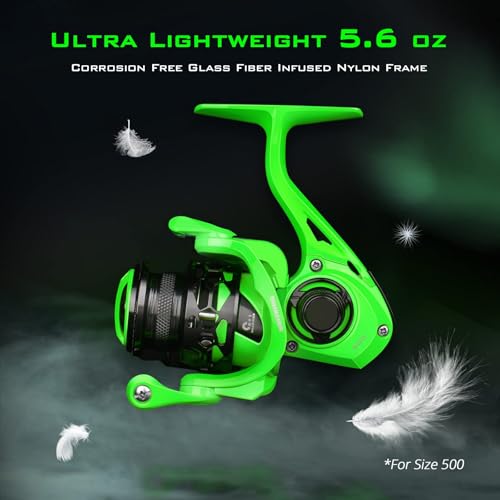 KastKing Zephyr Spinning Reels – 7+1/6+1 BB – Carbon Fiber Drag – Stainless Steel Shaft – Aluminum & CNC Spool – Black/Gre...