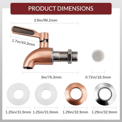 Hgzaccompany Stainless Steel Replacement Spigot for Beverage Dispenser,Metal spout for Beverage Dispenser Carafe,Water Dis...