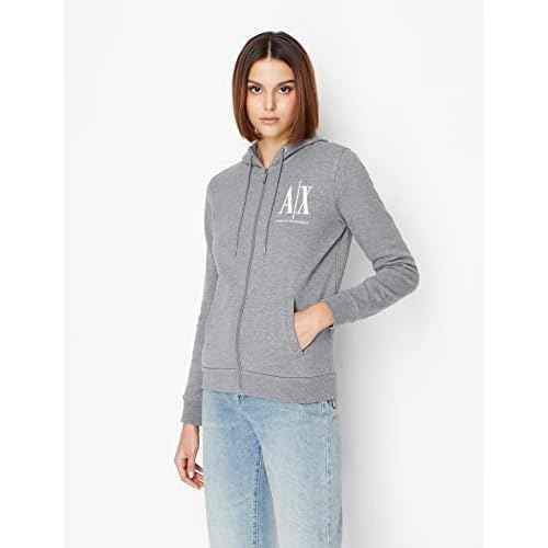 Armani Exchange womens Icon Logo Zip-up Hoodie Sweatshirt