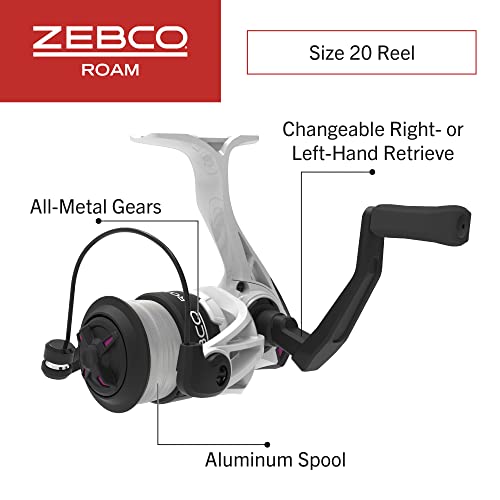 Zebco Roam Spinning Reel and Fishing Rod Combo, 6-Foot Fiberglass Fishing Pole, Split ComfortGrip Handle, Soft-Touch Handl...