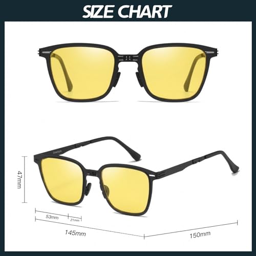 GMKATEYE Night Driving Glasses for Men Womens - Anti Glare Night Vision Pro Driving Polarized Yellow Lenses, Foldable & Li...
