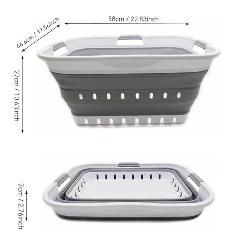 SAMMART 42L (11 gallon) Collapsible Plastic Laundry Basket - Foldable Pop Up Storage Container/Organizer - Space Saving Ha...