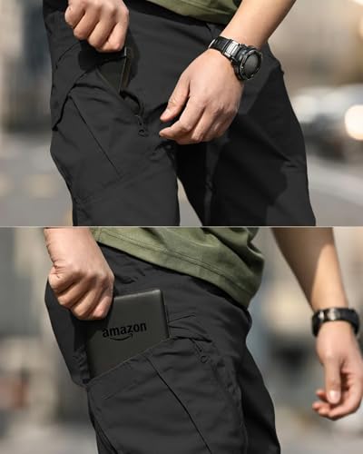 whox Men's Work Cargo Pants Tactical Hiking Casual Water Resistant Ripstop Trousers for Outdoor with 6 Pockets(No Belt)