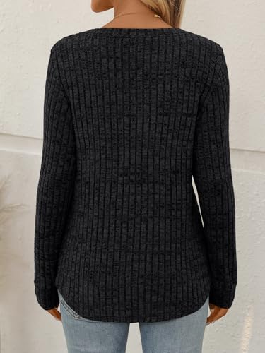 AUTOMET Womens V Neck Long Sleeve Shirts Casual Lightweight Tunic Sweaters Fall Fashion Tops Trendy Dressy Clothes 2025