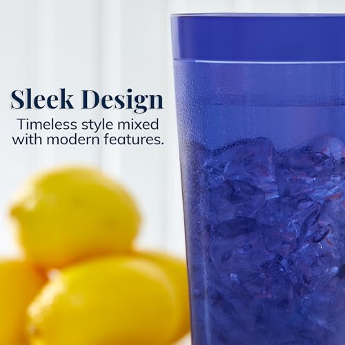 US Acrylic Cafe Plastic Reusable Tumblers (Set of 16) 20-ounce Water Cups Coastal Colors | Restaurant Style Drinking Glass...