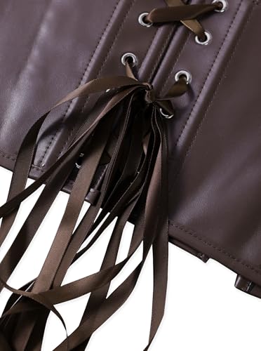 Benfoly Women's Y2K Leather Halter Corset Tops Backless Shapewear Top Slit Grommet Eyelet Lace Up Party Tank Club Outfits