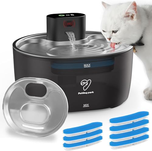 Wireless Cat Water Fountain Stainless Steel,108oz/3.2L Pet Water Fountain Battery Operated with 2 Modes, Ultra Quiet Motio...