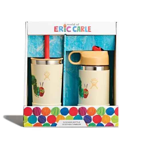 Hydro Flask Kids Water Bottle and Tumbler Bundle Set for School - Stainless Steel and Insulated with Straw Cap - 12 Oz World of Eric Carle¢â Caterpillar
