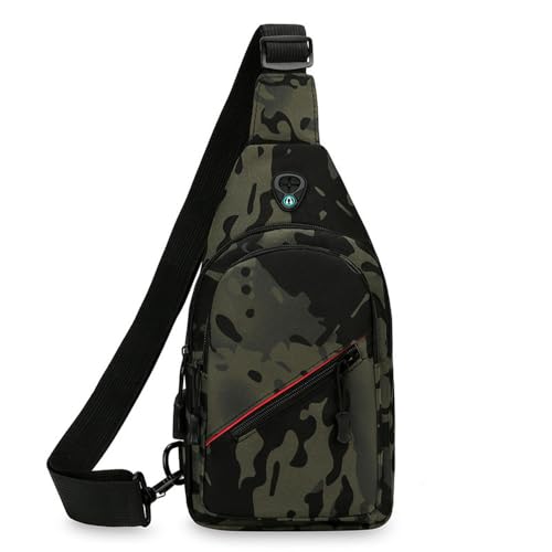 Adjustable Crossbody Bag Multifunctional Crossbody Bags Tactical Sling Bag for Men with USB Charging Port