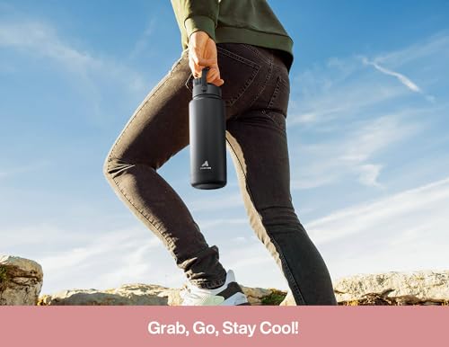 POWCAN 40 oz Insulated Water Bottle with 2-in-1 Straw and Spout Lid, Keep Cold 24H, Leak-Proof, BPA-Free, Double Wall Stai...