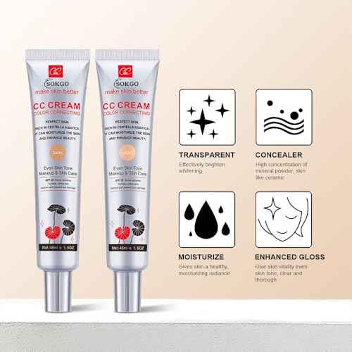 Color Correcting CC Cream, Full-Coverage Foundation, SPF 25, Even Skin Tone, Hydrating Cream