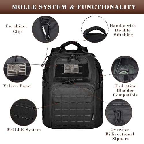 AZULDEZ Military Tactical Backpack for Men, 40L Molle EDC Daypack Work Backpack for Trekking, Army 3 Days Assault Pack & B...