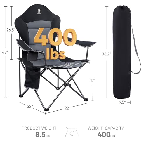 EVER ADVANCED Folding Camping Chair with High Back Padded 2 Pack Oversized Portable Lawn Chairs Lightweight Sturdy Steel F...