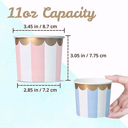 Confettiville Paper Ice Cream Cups, 50-Count 11-Oz Disposable Dessert Bowls for Hot or Cold Food, 11-Ounce Party Supplies ...