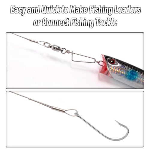 Alwonder 32.8ft Fishing Wire Fishing Leader Line with 20pcs Crimps Sleeves, Nylon Coated 1x7 Stainless Steel Leader Wire F...