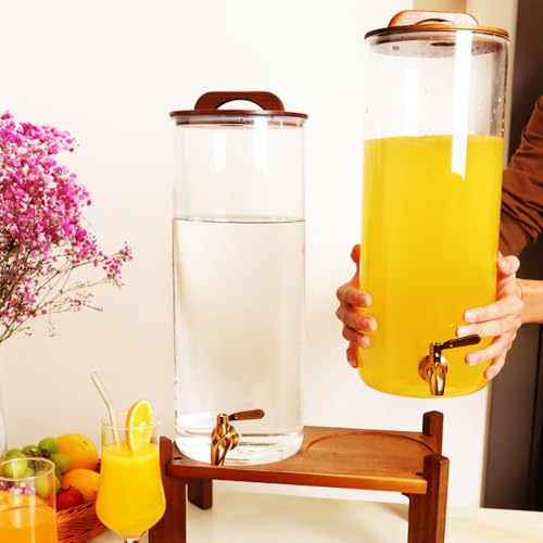 2PCS 2.2 Gallon Drink Dispenser,Glass Water Dispenser with Stand,Beverage Dispenser with Stainless Steel Spigot,Drink Disp...