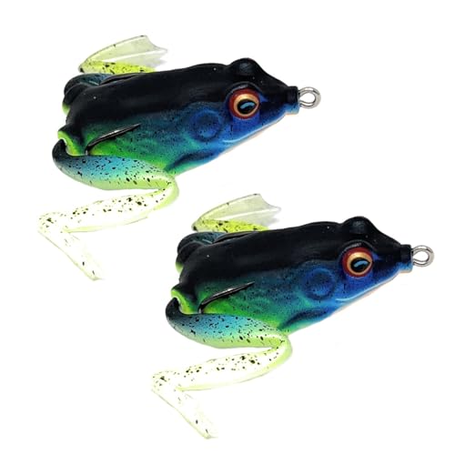 Reaction Tackle Hollow Body Frogs with Swimming Legs for Bass Fishing - Ultra Realistic Weedless Top Water Frog Lure for B...