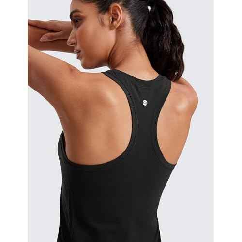 CRZ YOGA Seamless Crewneck Tank Tops for Women - Workout Athletic Running Gym Sleeveless Shirts Racerback Breathable Tee