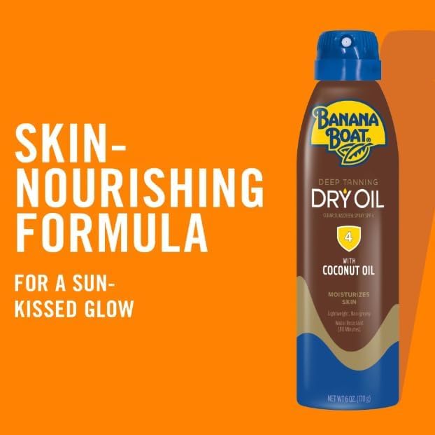 Skin Care Boat Deep Tanning Dry Oil Clear Spray Sunscreen SPF-4, 6 fl oz (2 Pack)