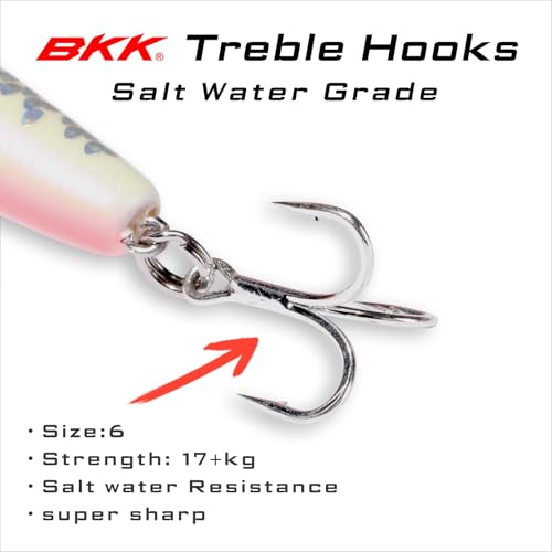 LITTMA California Surf Fishing Lures Saltwater Jerkbait Crankbait Surf Minnow 110 - Metallic Sardine Super Glow & Pearl Pi...