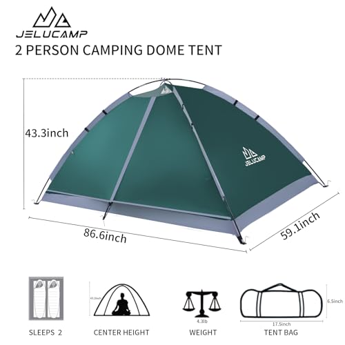JELUCAMP 1/2/4/5/6 Person Dome Tents for Camping, Lightweight Portable Backpacking Tent, Small Easy Set Up Outdoor Waterpr...