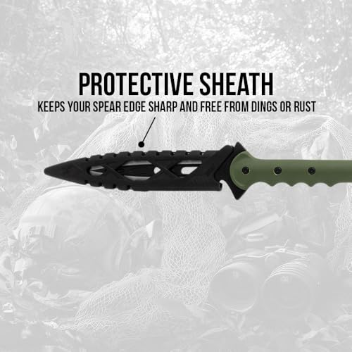 USMC Survival Spear | Officially Licensed United States Marine Corps Gear | 7 1/2" Stainless Steel Blade | OD Green Shaft...