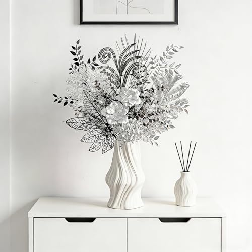 jinbujinxi Silver-Black Metal Flower Combination - Artificial Bouquet, Modern Minimalist, Industrial Light Luxury, Home De...