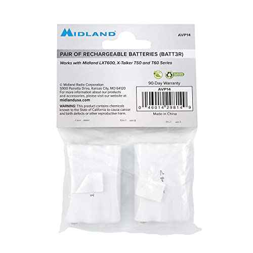 Midland AVP14 Rechargeable Batteries for T50 / T60 / LXT600 Series FRS Radios - 6-Pack