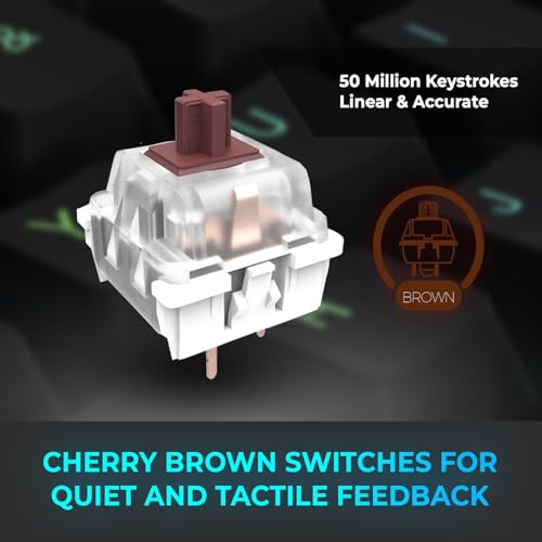 ADESSO EasyTouch 150 Ergonomic Wired Mechanical Keyboard with Cherry MX Brown Switches, Integrated Palm Rest, Dedicated Co...