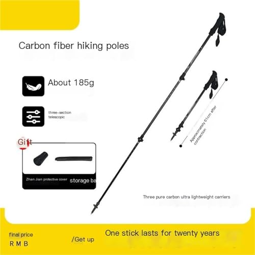 Carbon Fiber Ultra-Light Telescopic Trekking Pole Lightweight Portable Folding Non-Slip Outdoor Trekking