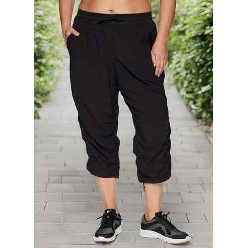 RBX Active Women's Plus Size Fashion Lightweight Woven Body Skimming Drawstring Capri Pant