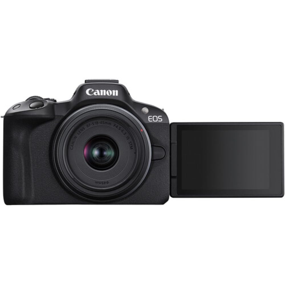 Canon EOS R50 Mirrorless Camera with 18-45mm and 55-210mm Lenses (Black) Bundle with 64GB Memory Card + Canon 200ES EOS Shoulder Bag (3 Items)