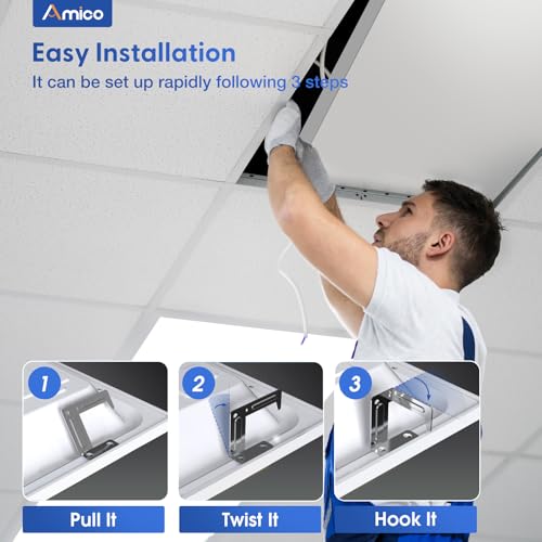 Amico 30 Pack 2x4 LED Flat Panel Light Fixture Selectable Color Temperature 4000K/5000K/6500K Drop Ceiling Office Lights 5...