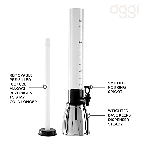 OGGI Beer Tower 88oz - Beverage Dispenser with Spigot & Ice Tube, Margarita Tower, Mimosa Tower, Perfect Drink Dispensers ...