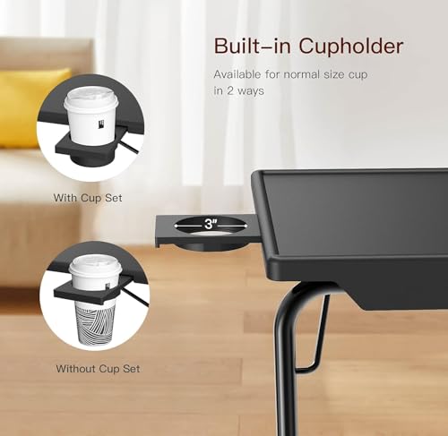 HUANUO Adjustable TV Tray Table - TV Dinner Tray on Bed & Sofa, Comfortable Folding Table with 6 Height & 3 Tilt Angle Adj...